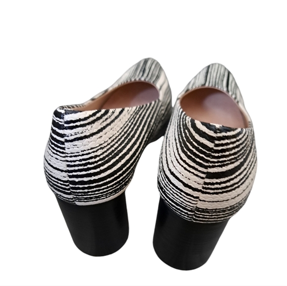 TOPSHOP "GINGER" cone heel leather cut out pumps shoes ivory black ladies 7.5 - Picture 6 of 13